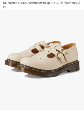 Dr. Martens Parchment Beige Double Buckle Mary Jane Shoes